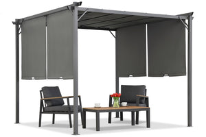 Pergola Grigia con Tende Laterali 290x290 cm