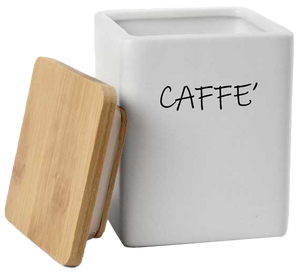 Barattolo quadrato in ceramica con tappo di legno Colore e Fantasia: CAFFE