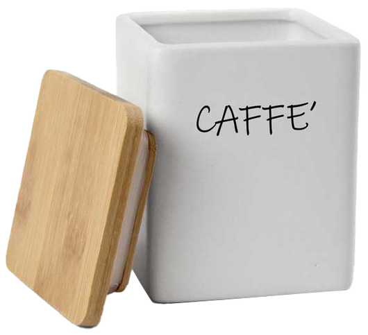 Barattolo quadrato in ceramica con tappo di legno Colore e Fantasia: CAFFE
