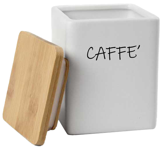 Barattolo quadrato in ceramica con tappo di legno Colore e Fantasia: CAFFE