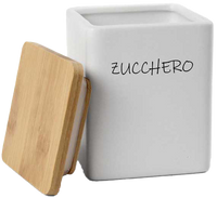 Barattolo quadrato in ceramica con tappo di legno Colore e Fantasia: ZUCCHERO