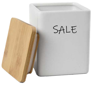 Barattolo quadrato in ceramica con tappo di legno Colore e Fantasia: SALE