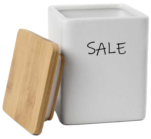 Barattolo quadrato in ceramica con tappo di legno Colore e Fantasia: SALE