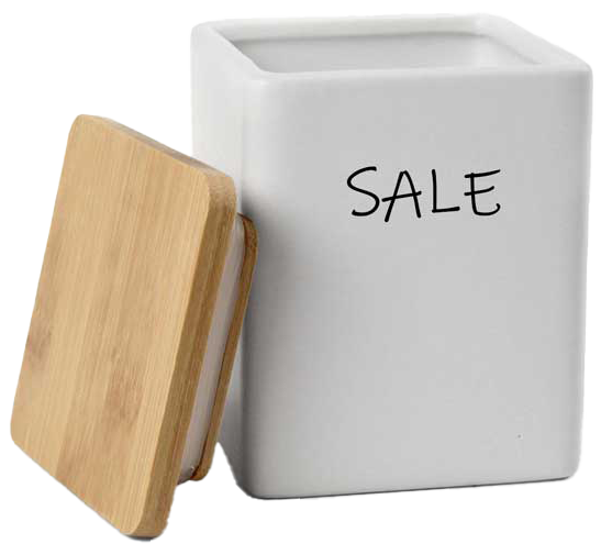 Barattolo quadrato in ceramica con tappo di legno Colore e Fantasia: SALE