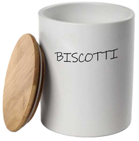 Barattolo in ceramica con tappo di legno COLORI: BIANCO, Colore e Fantasia: BISCOTTIERA