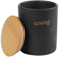 Barattolo in ceramica con tappo di legno Colore e Fantasia: CAFFE, COLORI: NERO