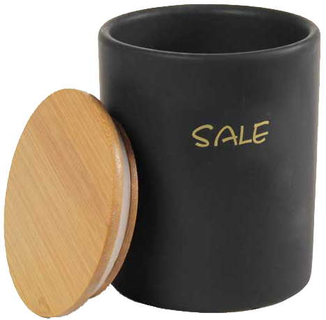 Barattolo in ceramica con tappo di legno Colore e Fantasia: SALE, COLORI: NERO
