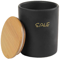 Barattolo in ceramica con tappo di legno Colore e Fantasia: SALE, COLORI: NERO