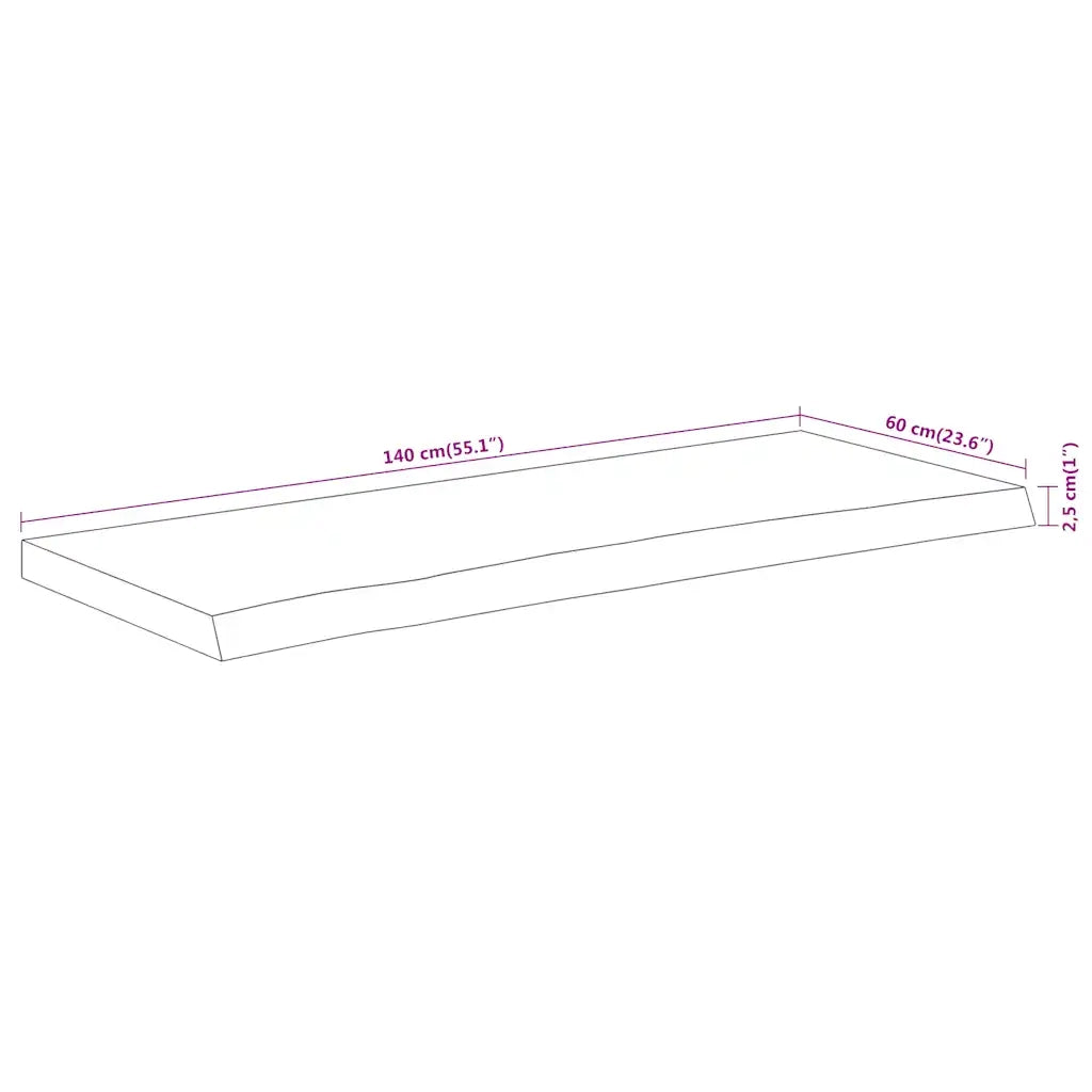 Piano Bagno 140x60x2,5 cm Rettangolare Legno Massello di Acacia 370265