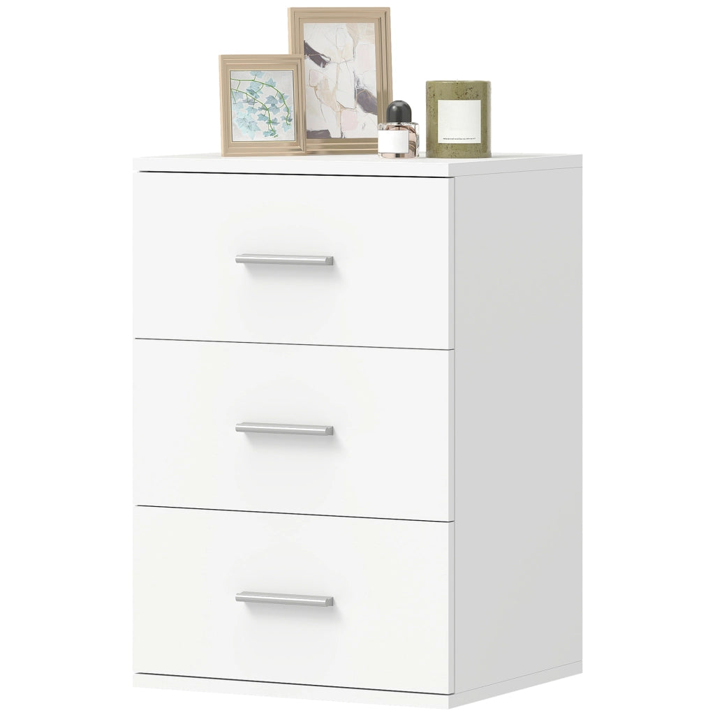 Comodino con 3 Cassetti Moderno ¨C Zephmum ¨C Bianco 40x35x60 cm