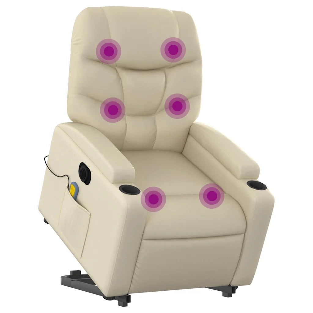 Poltrona Alzapersona Elettrica Reclinabile Crema in Similpelle 3204680