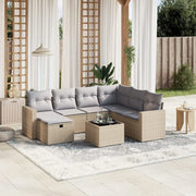Set Divano da Giardino 8 pz con Cuscini Beige Misto Polyrattan 3263535