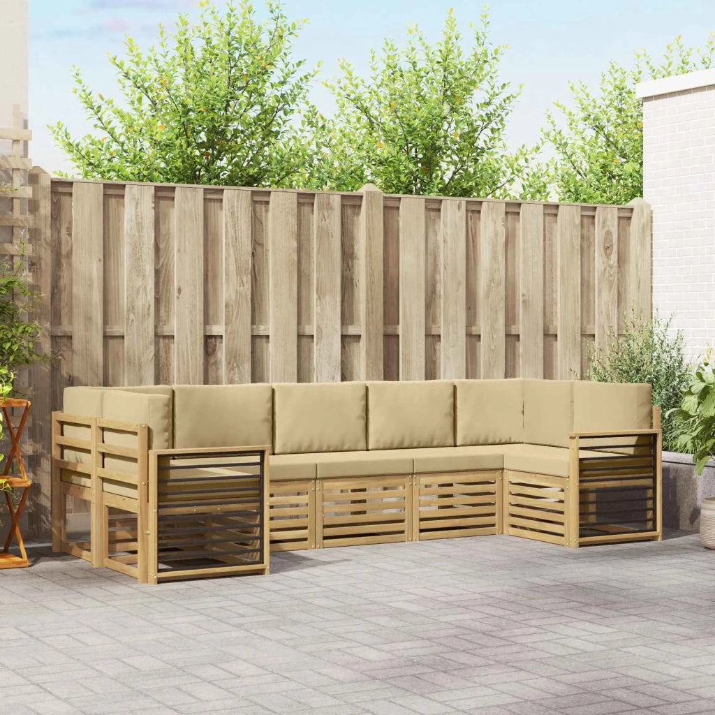 Set divano sezionale 7 pcs Bianco e Beige 304 x 128,5 x 73 cm