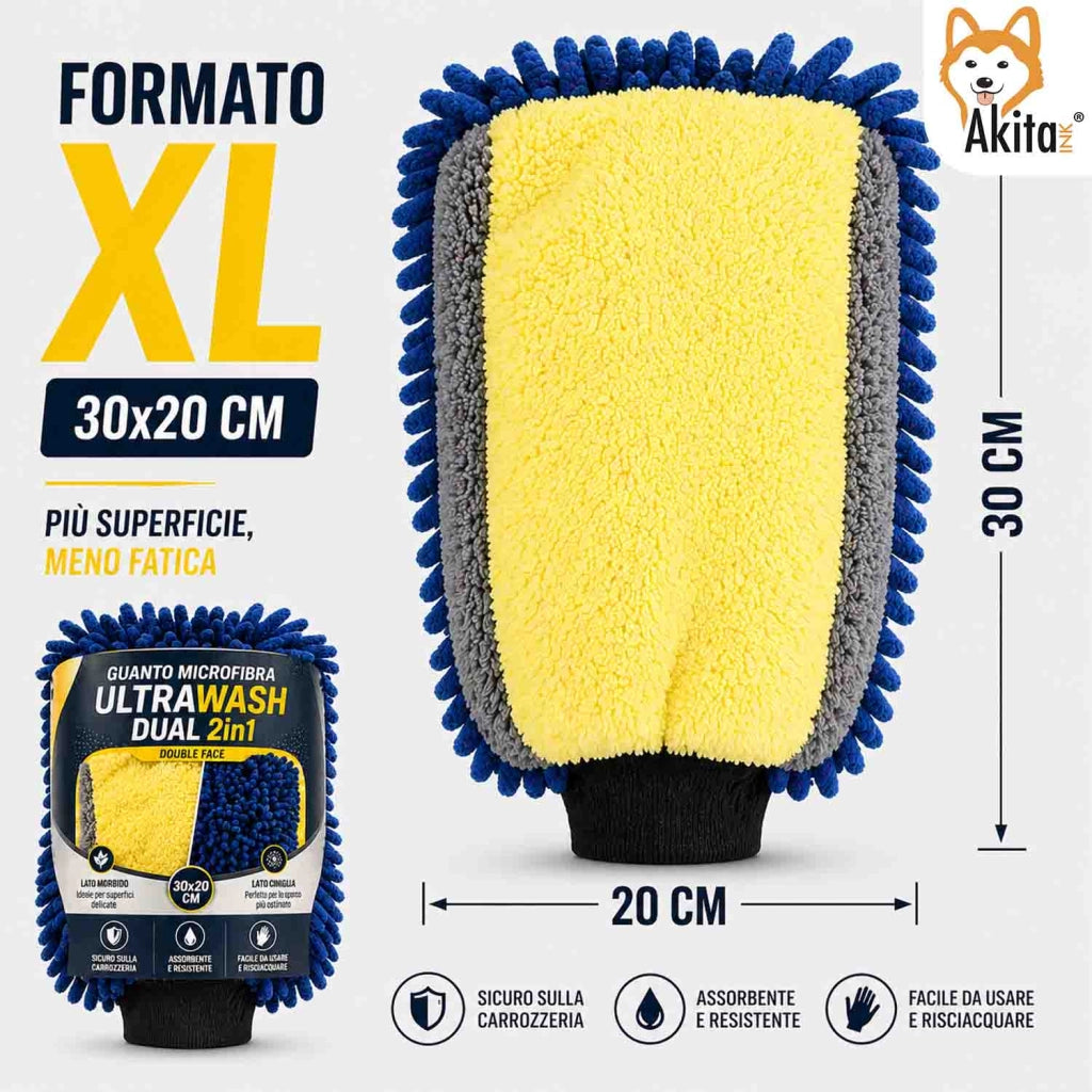 Akitaink Guanto Auto Microfibra Double Face 30x20 cm
