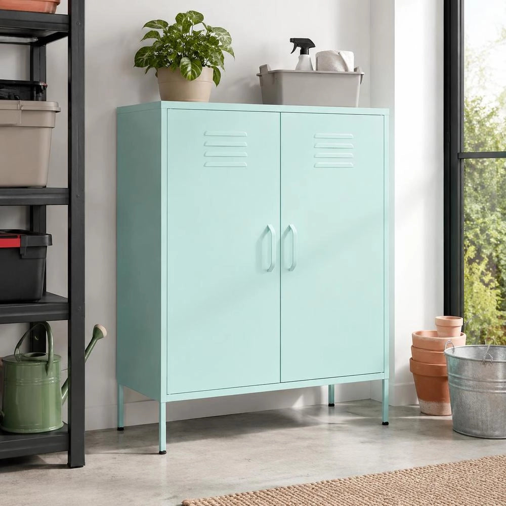 Storage Cabinet, Mint Green, 80x35x101.5 Cm, Steel