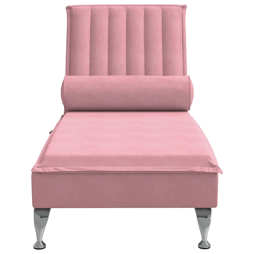 Chaise Longue Massaggi con Cuscino a Rullo Rosso in Velluto 379462
