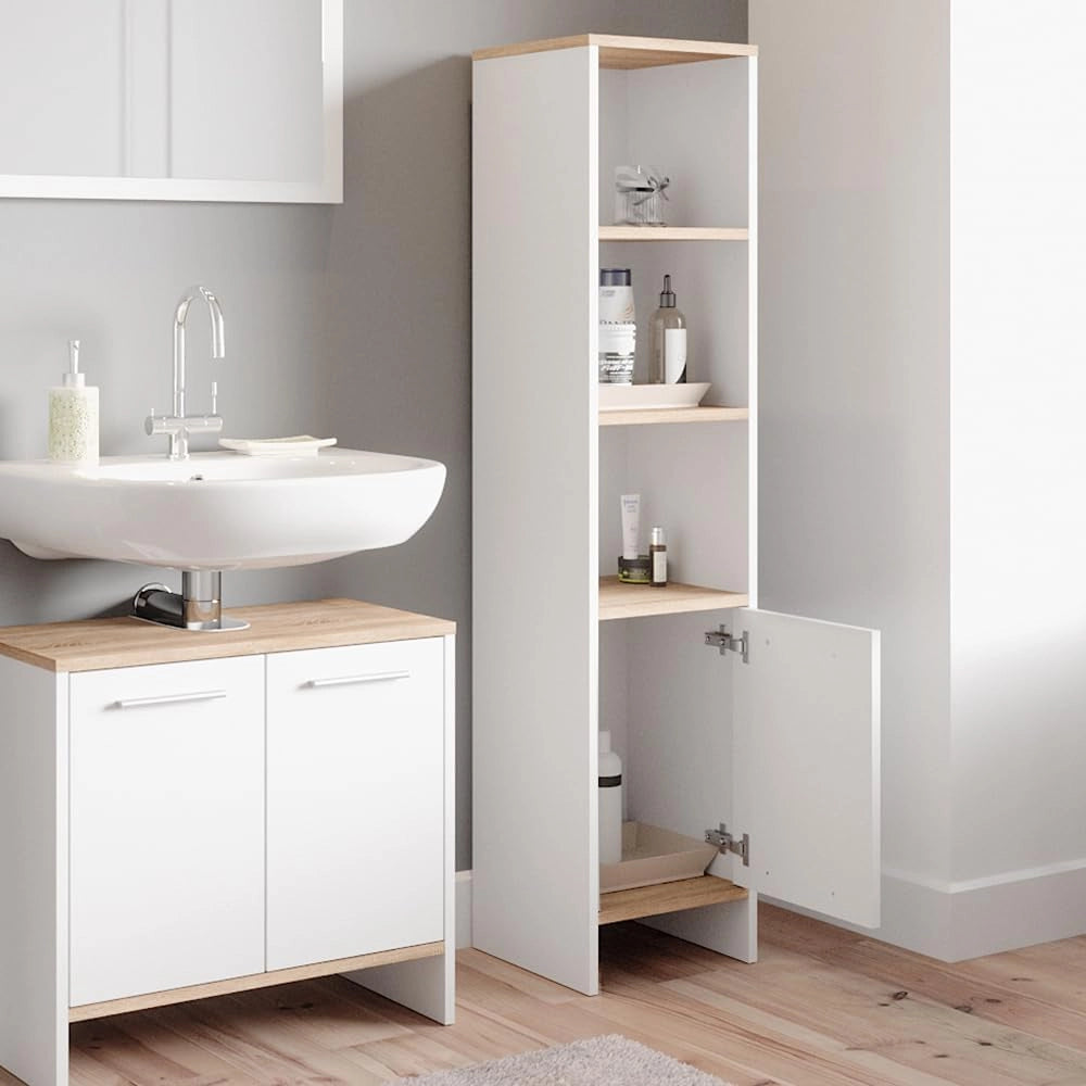 Mobile bagno alto Elvio, Bianco, 32 x 136.6 cm