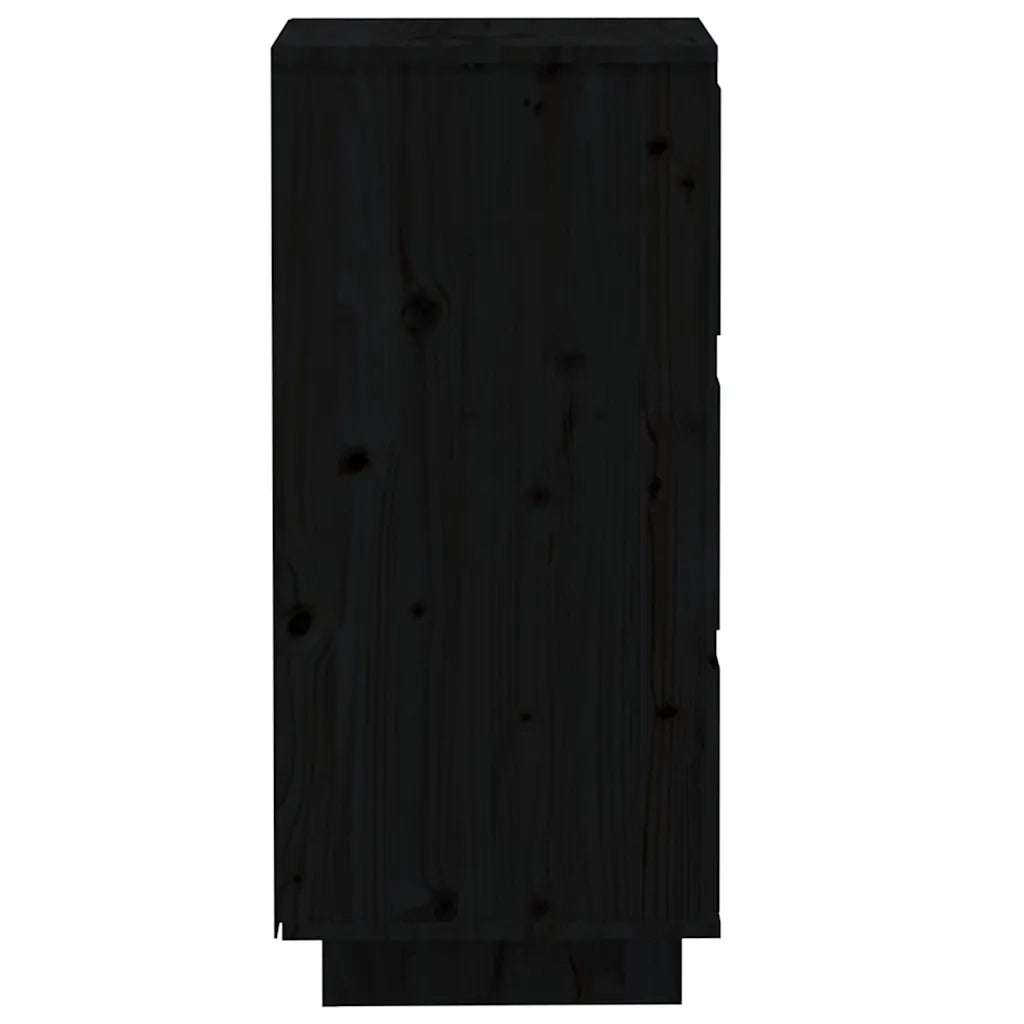 Credenze Nere 2 pz | Madia | Buffet da pranzo | Armadio da pranzo 32x34x75 cm in Legno Massello di Pino