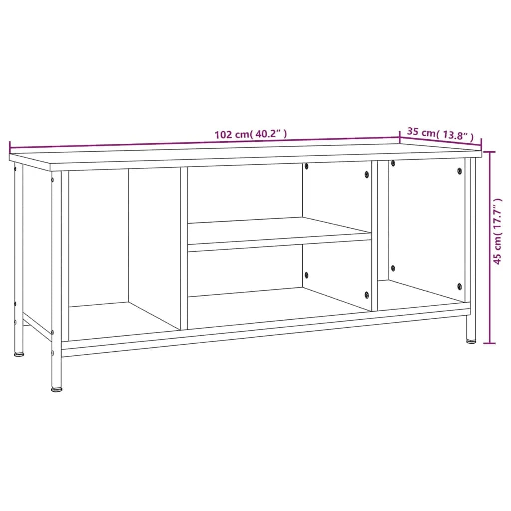 Mobile TV multimediale mensola TV credenza TV sala da pranzo soggiorno camera da letto 102 x 35 x 45 cm legno ingegnerizzato nero 02_0025574