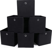 Set di archiviazione, composto da 6, scatole pieghevoli in tessuto non tessuto, cubi, contenitori di archiviazione, organizzatore per giocattoli, abbigliamento, marrone, nero RFB02H-3,6 Pezzo