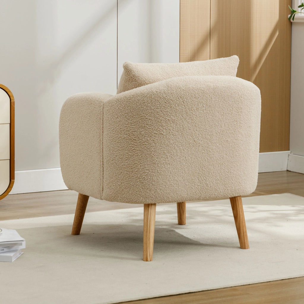 Poltrona moderna e semplice in velluto effetto orsacchiotto con cuscini, poltrona con cuscini extra spessi, poltrona singola, poltrona imbottita, polt