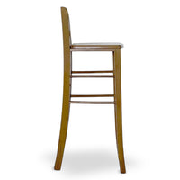 Set 2 sgabelli da bar h 80 cm in legno noce chiaro con manico e seduta massello