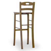 Set 2 sgabelli da bar h 80 cm in legno noce chiaro con manico e seduta massello