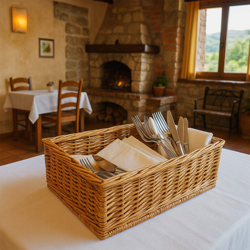 Cesta portapane in vimini rettangolare cm 40 x 28 h 10