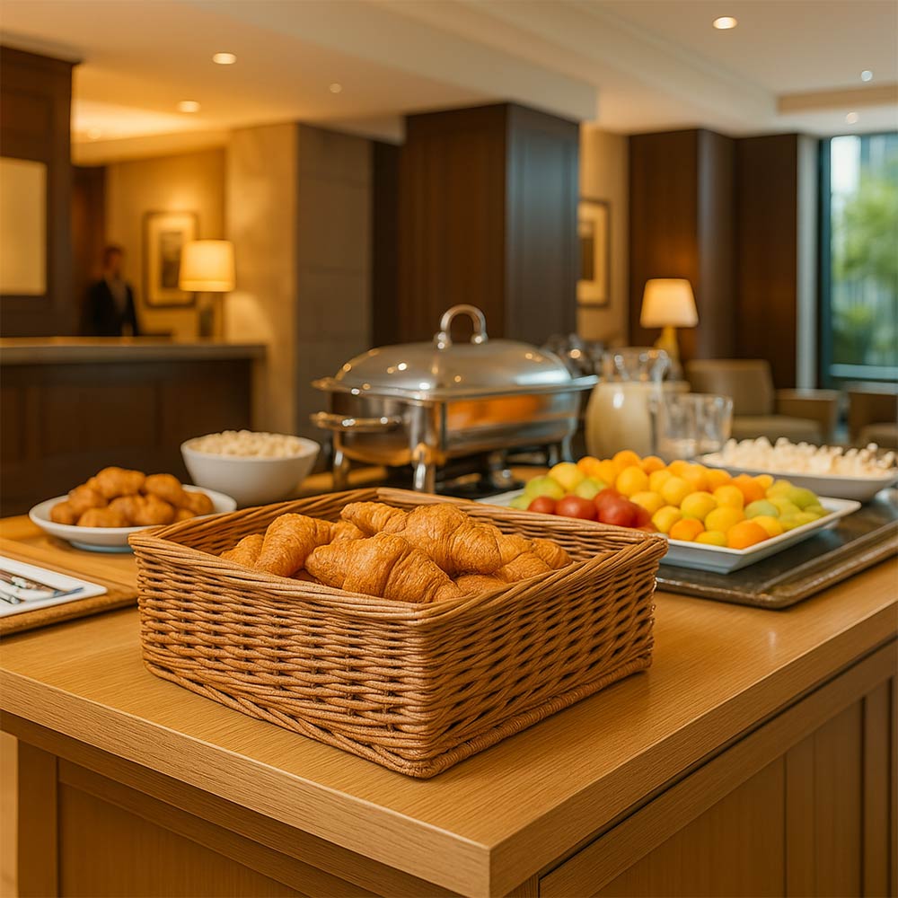 Cesta espositore portapane in vimini rettangolare cm 48 x 34 h 17