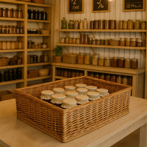 Cesta espositore portapane in vimini rettangolare cm 48 x 34 h 17