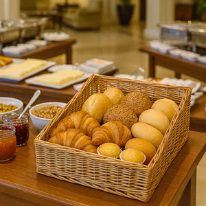 Cesta espositore portapane in vimini quadrato cm 40 x 40 h 20