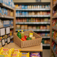 Cesta espositore portapane in vimini quadrato cm 40 x 40 h 20