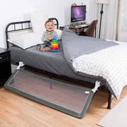 Recinzione per letto pieghevole - cinghia di fissaggio - regolabile in altezza - rete di protezione del letto - protezione contro cadute - letti matrimoniali - letti queen size - letti king size - grigio - 100 cm