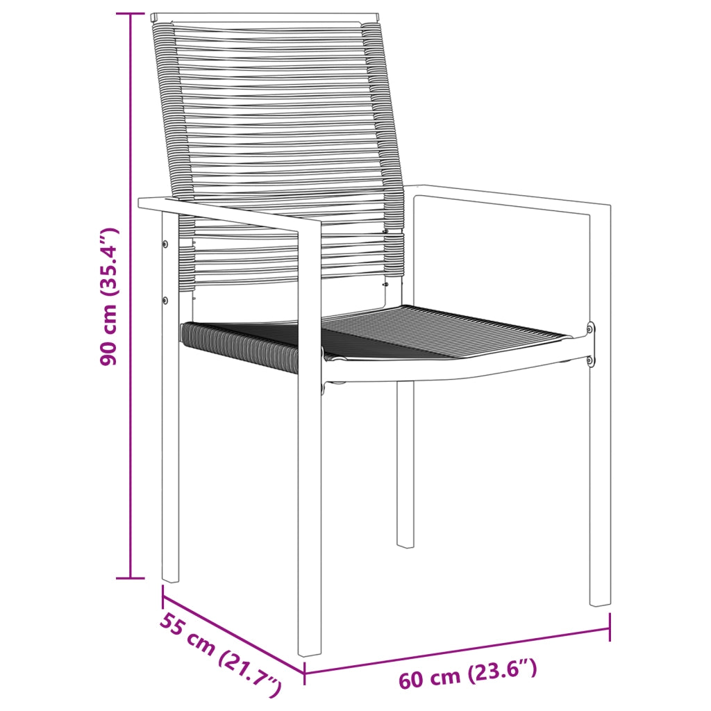 Set da Pranzo da Giardino 9 Pezzi Nero Rattan in PVC