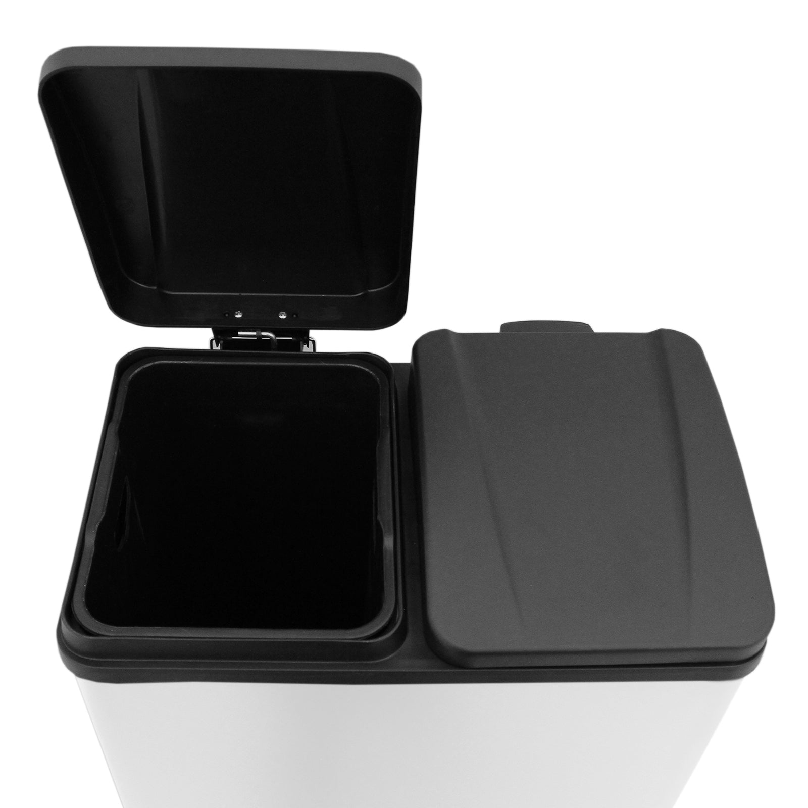 Pattumiera per Raccolta Differenziata Bidone Immondizia a 2 Cestini della Spazzatura da 30L con Pedali Indipendenti Capacità Totale 60L - Bianco