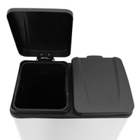 Pattumiera per Raccolta Differenziata Bidone Immondizia a 2 Cestini della Spazzatura da 30L con Pedali Indipendenti Capacità Totale 60L - Bianco