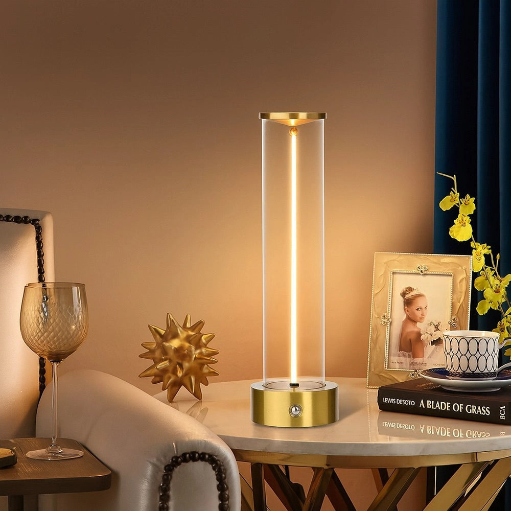 Trade Shop - Lampada Da Tavolo Scrivania Led 3w Filamento Flessibile Magnetico Lume Ricaricabile D39 - Oro