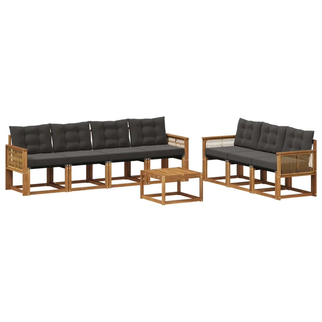 Set di divani da esterno con cuscino 8 pcs Naturale e Nero 3381828