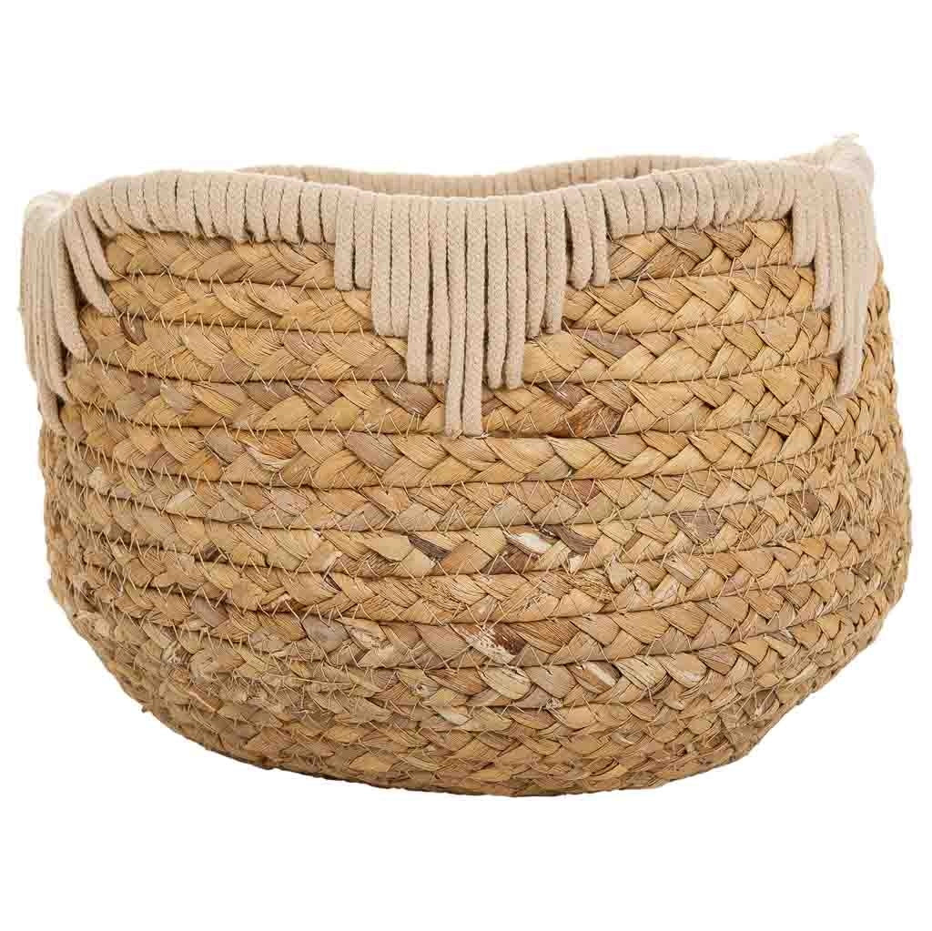 Cesto in fibra naturale e cotone bianco D27x20