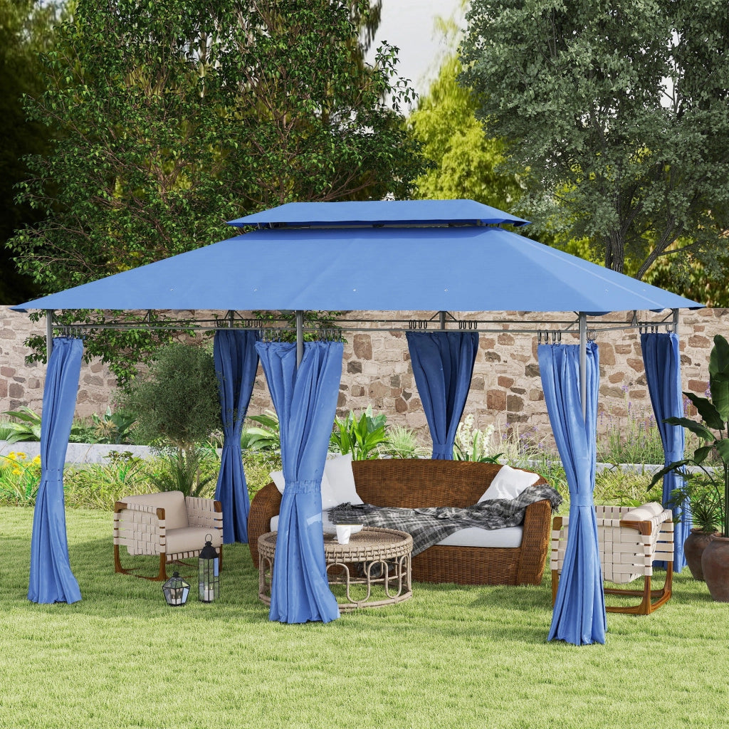 Tenda da giardino 3x4m con 6 tende amovibili ¨C zephmum ¨C blu scuro