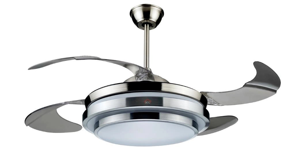 Ventilatore da Soffitto con 4 Pale Chiudibili Luce e Telecomando Diametro 107 cm