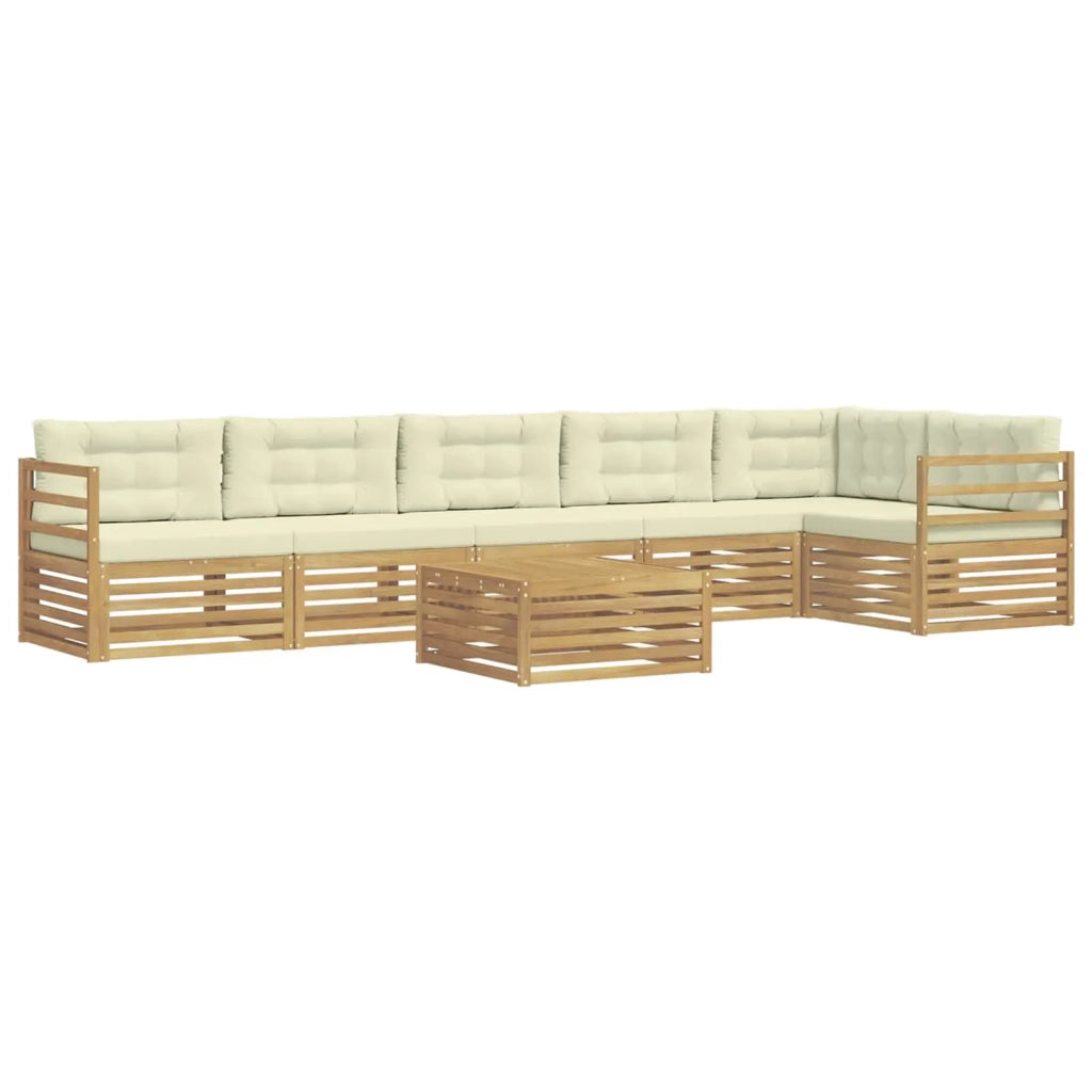 Set di divani da esterno 7 pcs Bianco e Crema Poliestere 3390585