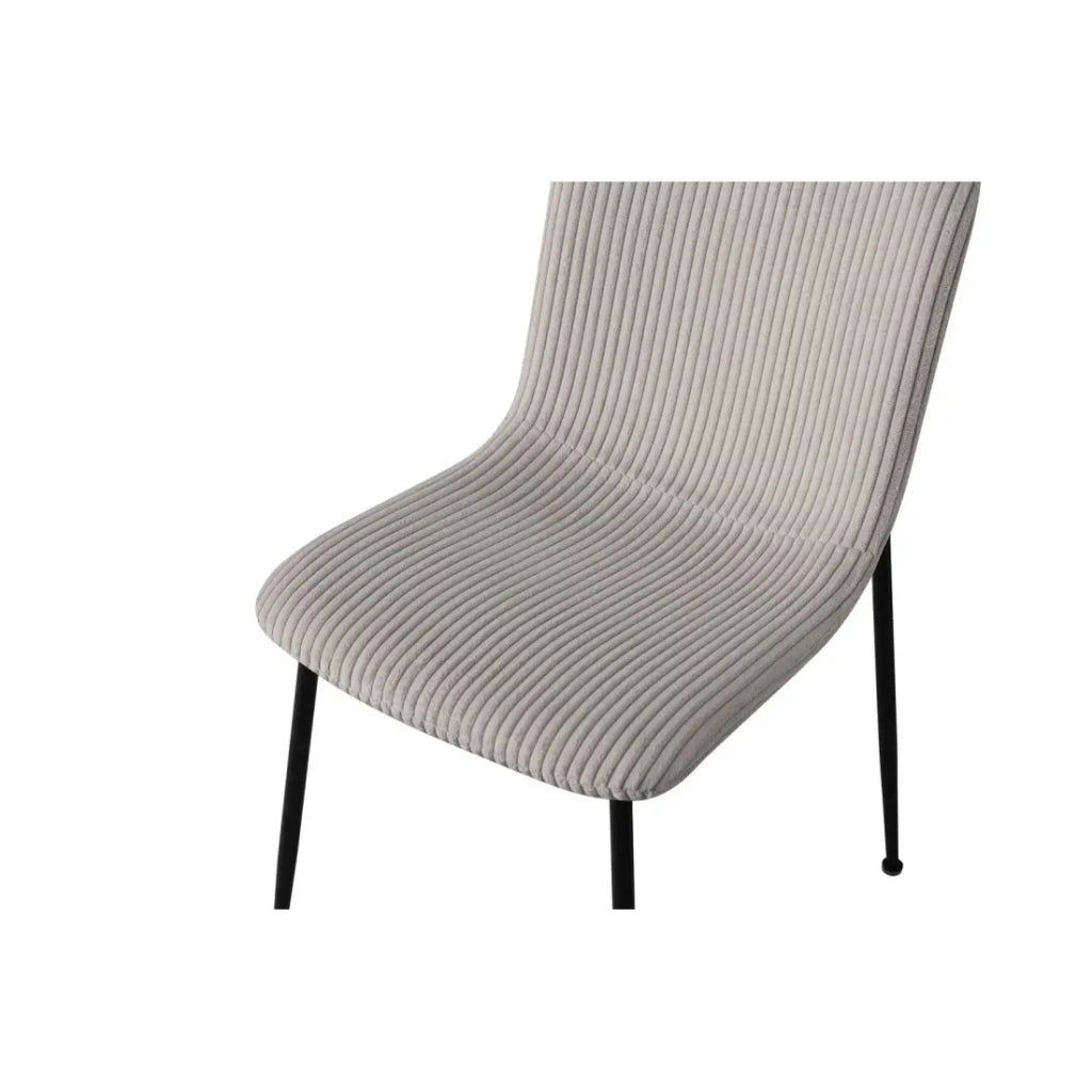 Sedia da pranzo CORDUROY – Velluto a coste grigio chiaro – Gambe in metallo nero – Stile design