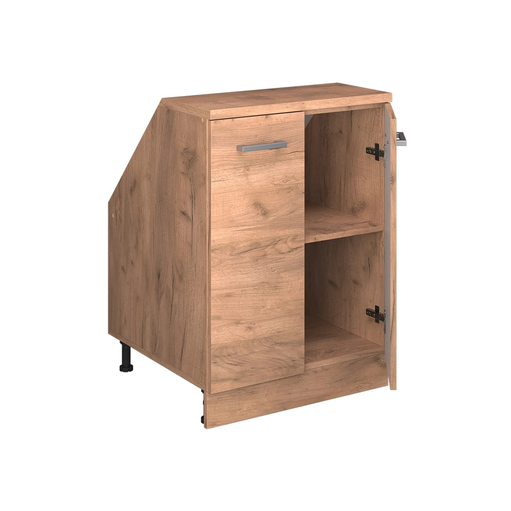 Mobile cucina sottotetto R-Line Rovere dorato/Rovere dorato 60 cm con 2 porte, carcassa 60 cm profondità Vicco