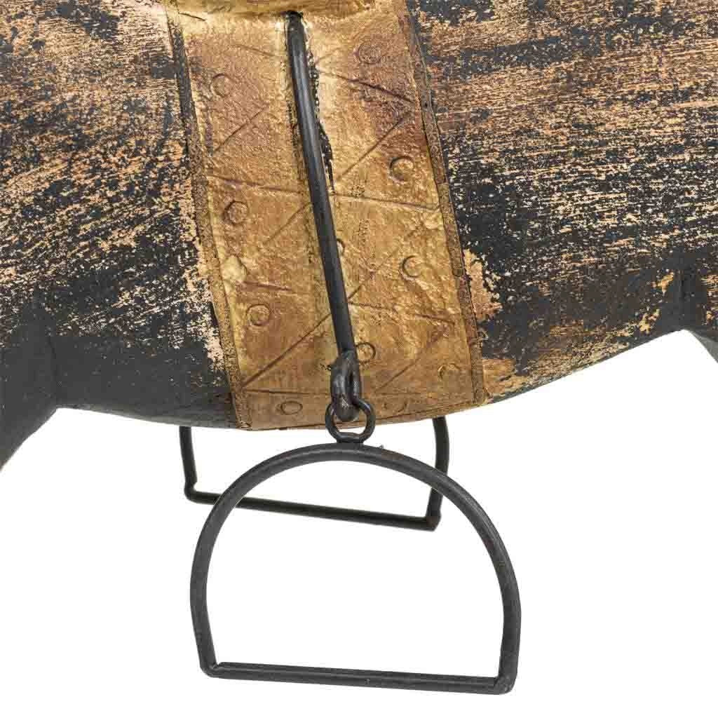 Cavallo a dondolo legno artigianale nero 73x20x84h cm