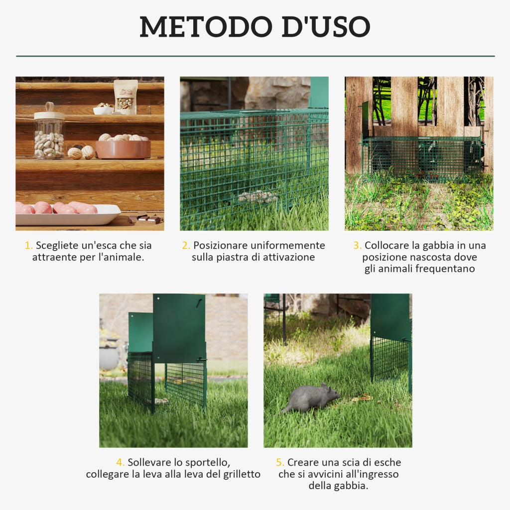 Gabbia Trappola per Animali ¨C zephmum ¨C Verde Scuro 60x18x20cm