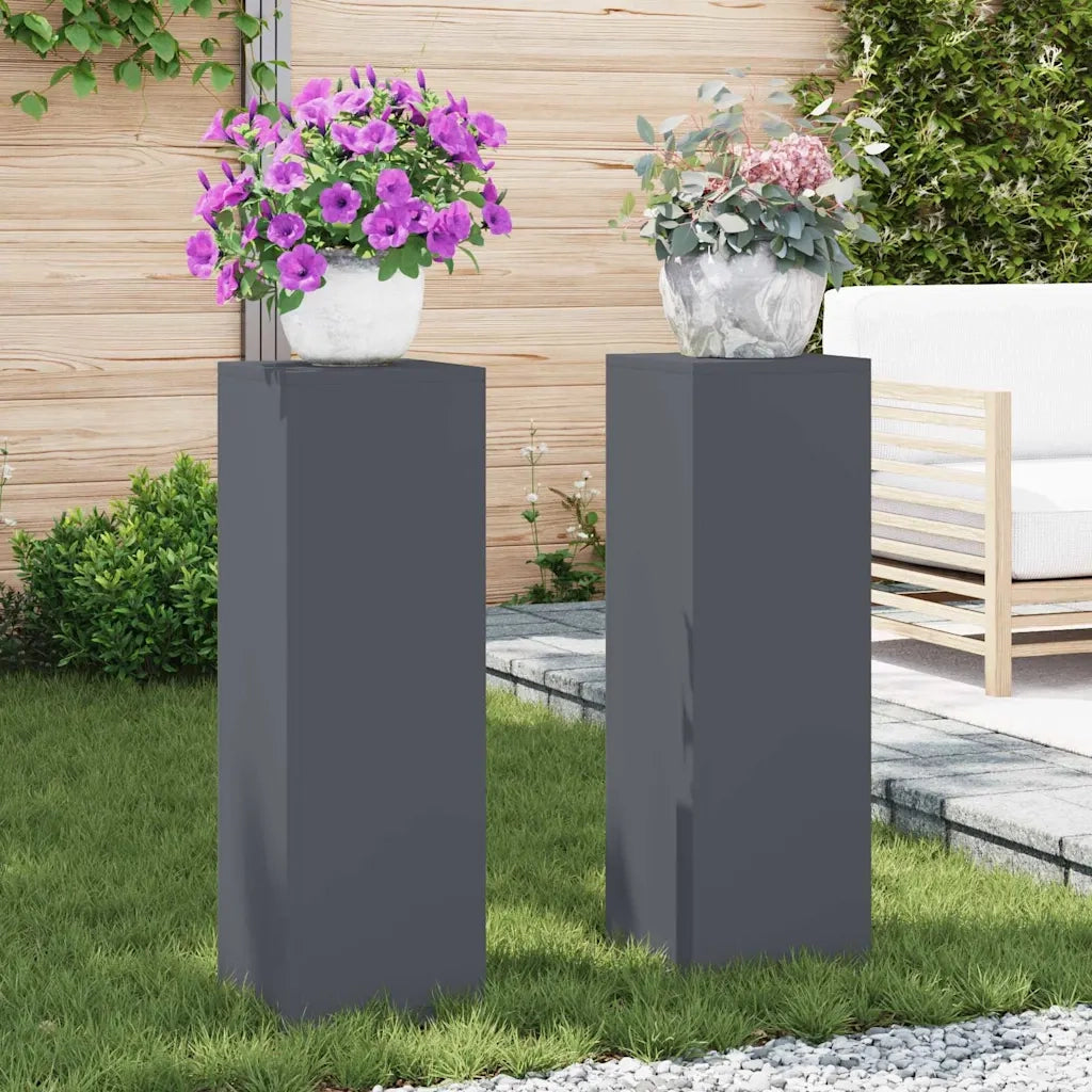 Supporto per piante 2 pcs Antracite 24 x 24 x 75 cm Acciaio 865822