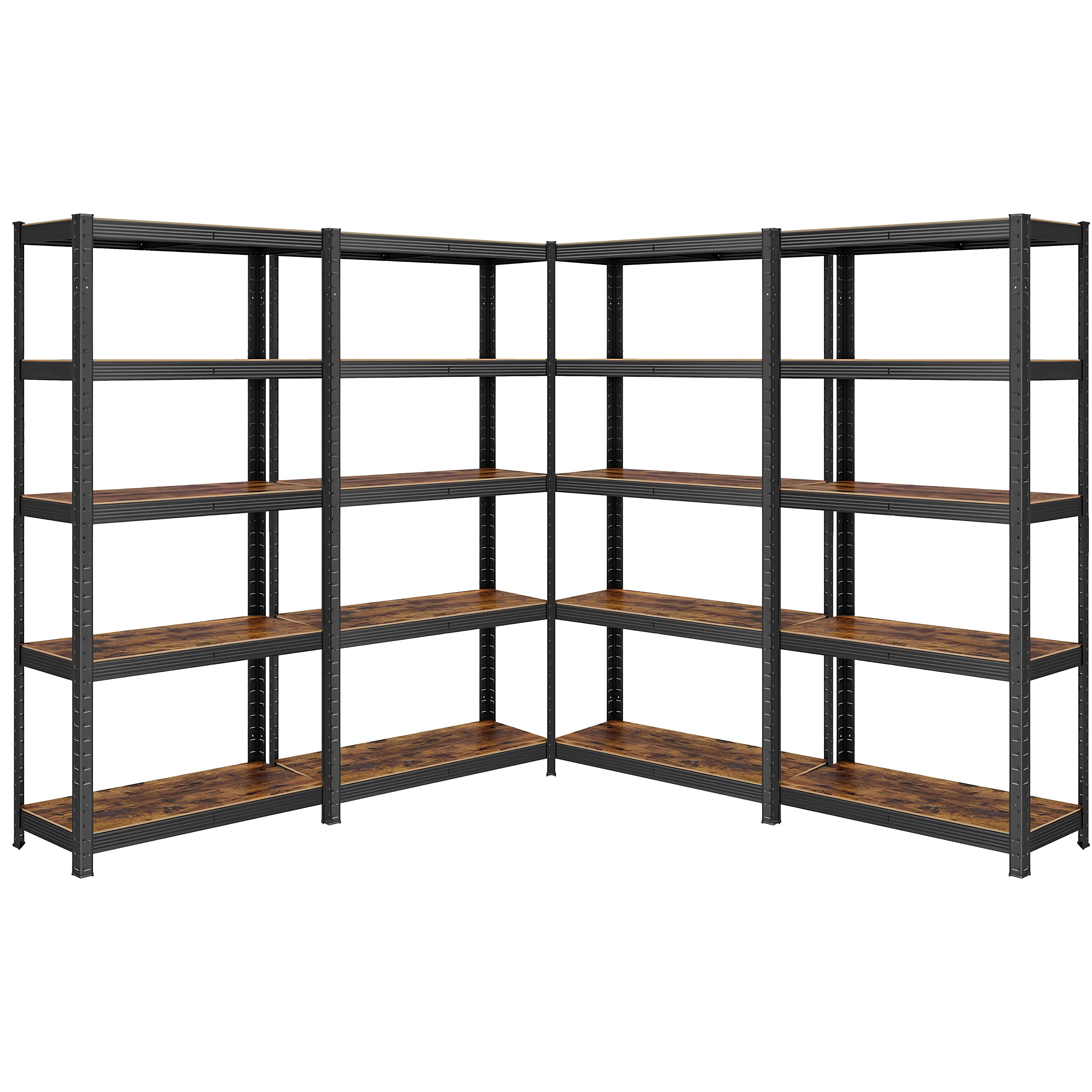 KIT 4 SCAFFALI 5 RIPIANI IN  ACCIAIO E MDF INDUSTRIAL 90x40x180