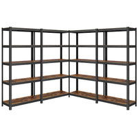 KIT 4 SCAFFALI 5 RIPIANI IN  ACCIAIO E MDF INDUSTRIAL 90x40x180