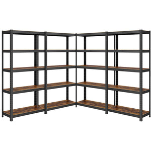 KIT 4 SCAFFALI 5 RIPIANI IN  ACCIAIO E MDF INDUSTRIAL 90x40x180